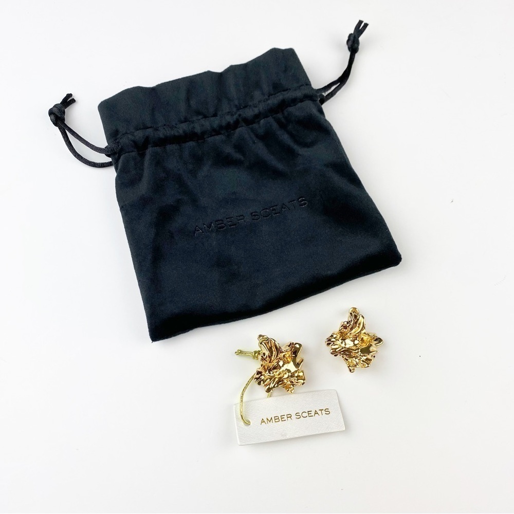 Amber Sceats Reese Earrings Gold 24K Gold Plated Textured Sculptural NWT